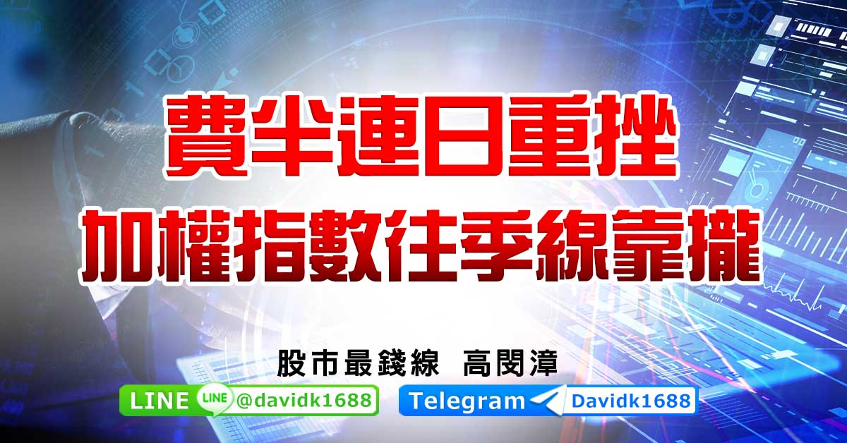 費半連日重挫，加權指數往季線靠攏
