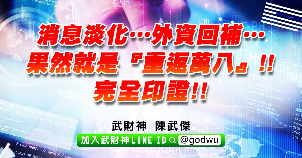 消息淡化…外資回補…果然就是『重返萬八』!!完全印證!! (圖)