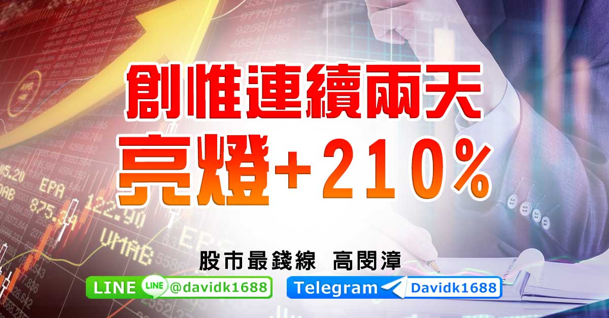 創惟連續兩天亮燈+210%