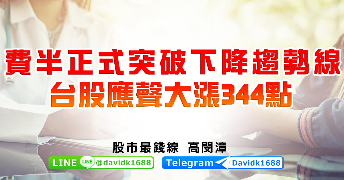 費半正式突破下降趨勢線，台股應聲大漲344點