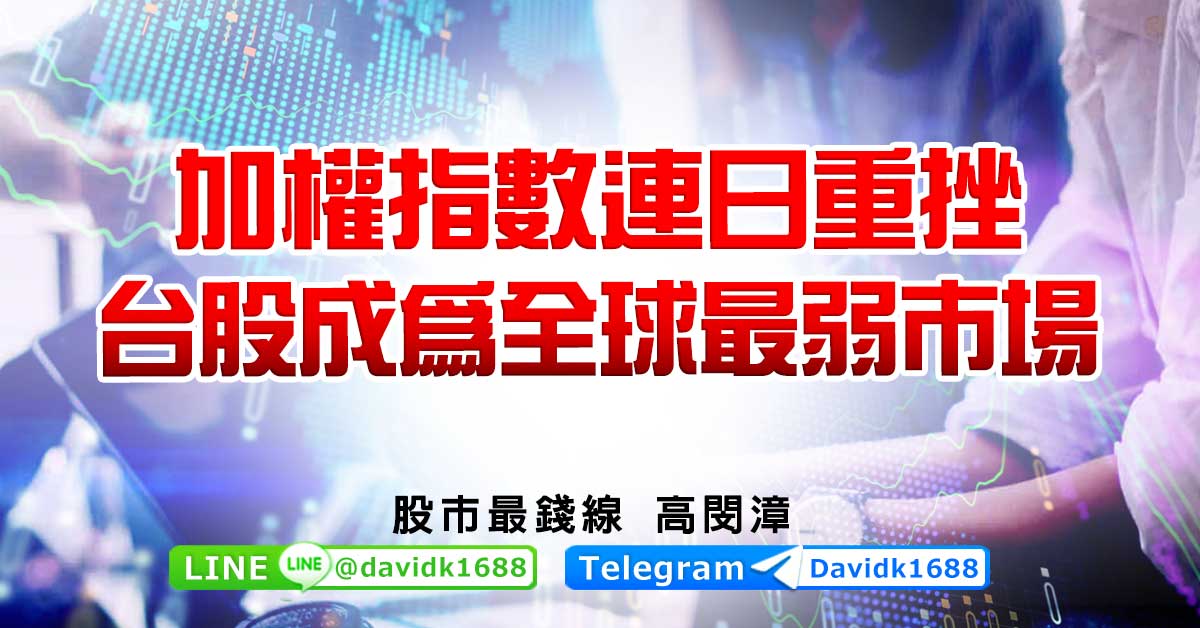 加權指數連日重挫，台股成為全球最弱市場
