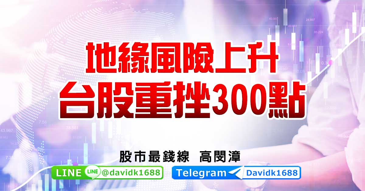 地緣風險上升，台股重挫300點