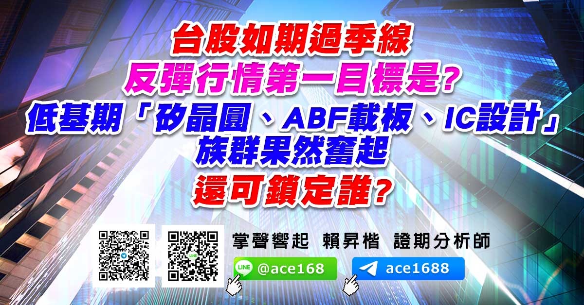 台股如期過季線 反彈行情第一目標是? 低基期「矽晶圓、ABF載板、IC設計」族群果然奮起 還可鎖定誰? (圖)