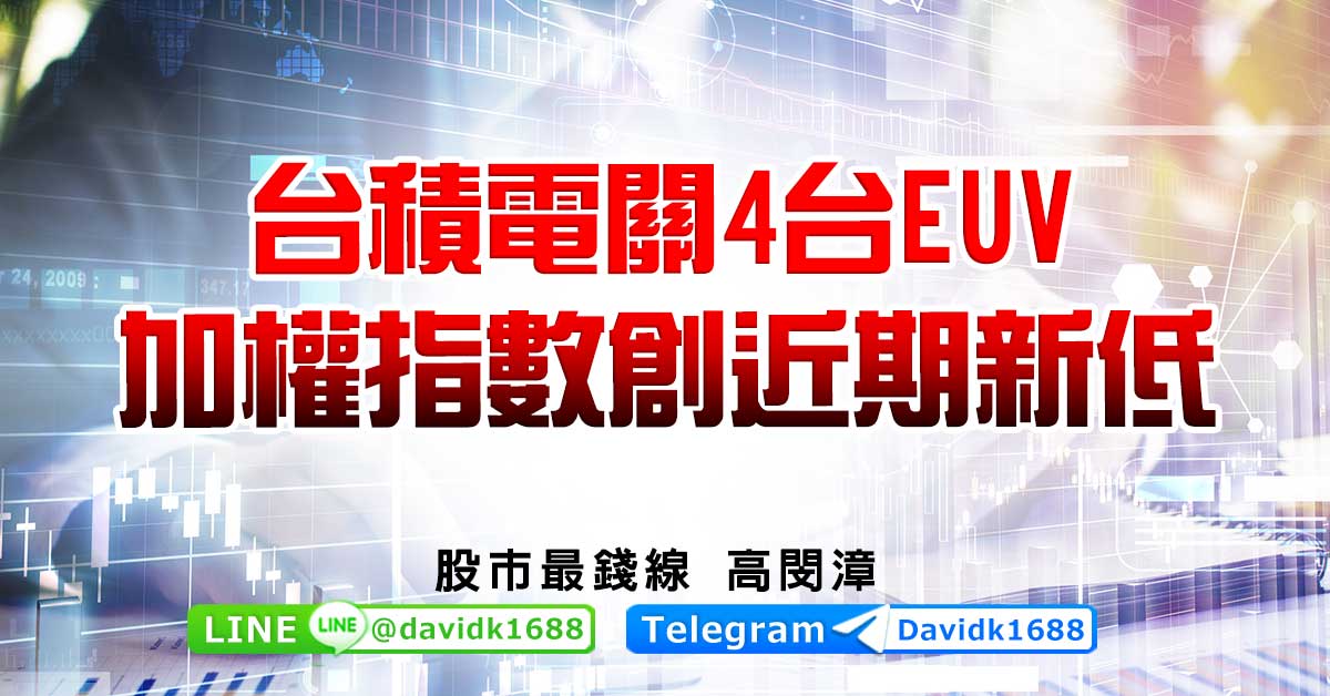 台積電關4台EUV，加權指數創近期新低