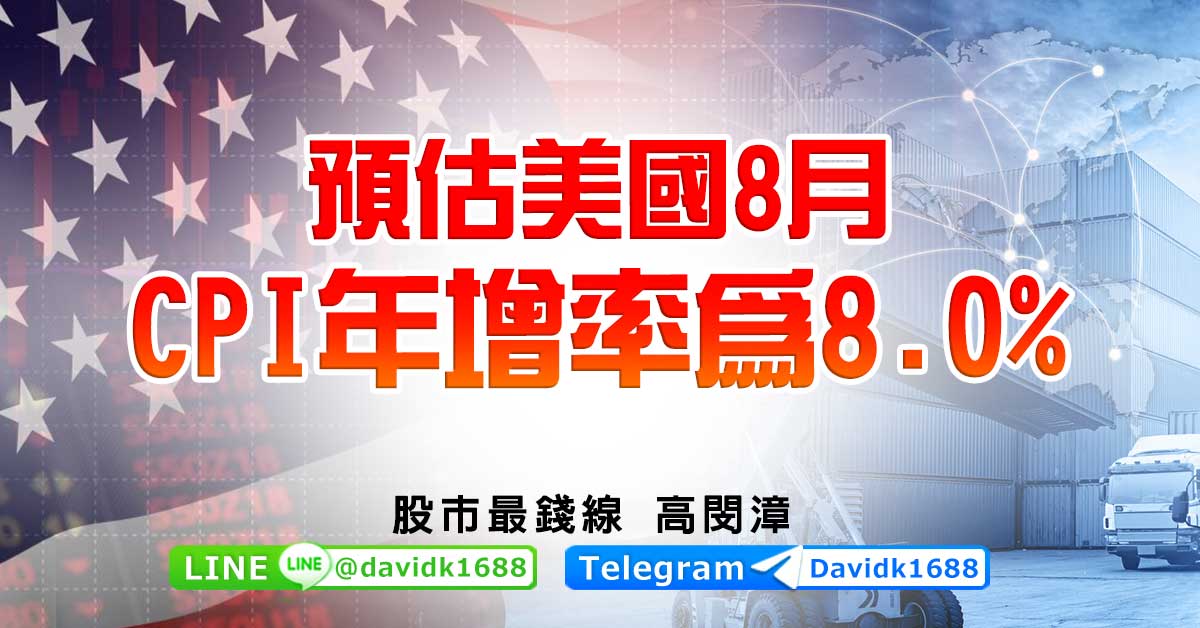 預估美國8月CPI年增率為8.0%