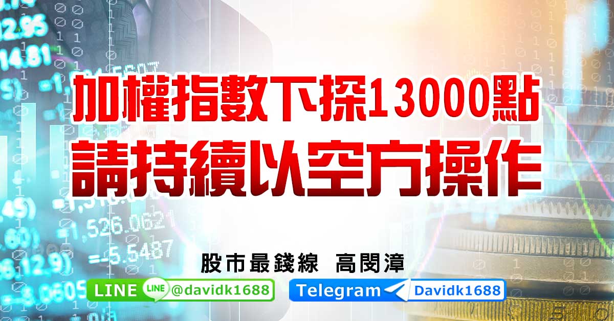 加權指數下探13000點，請持續以空方操作