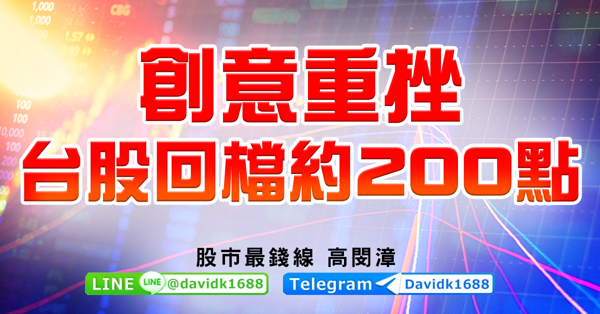 創意重挫，台股回檔約200點