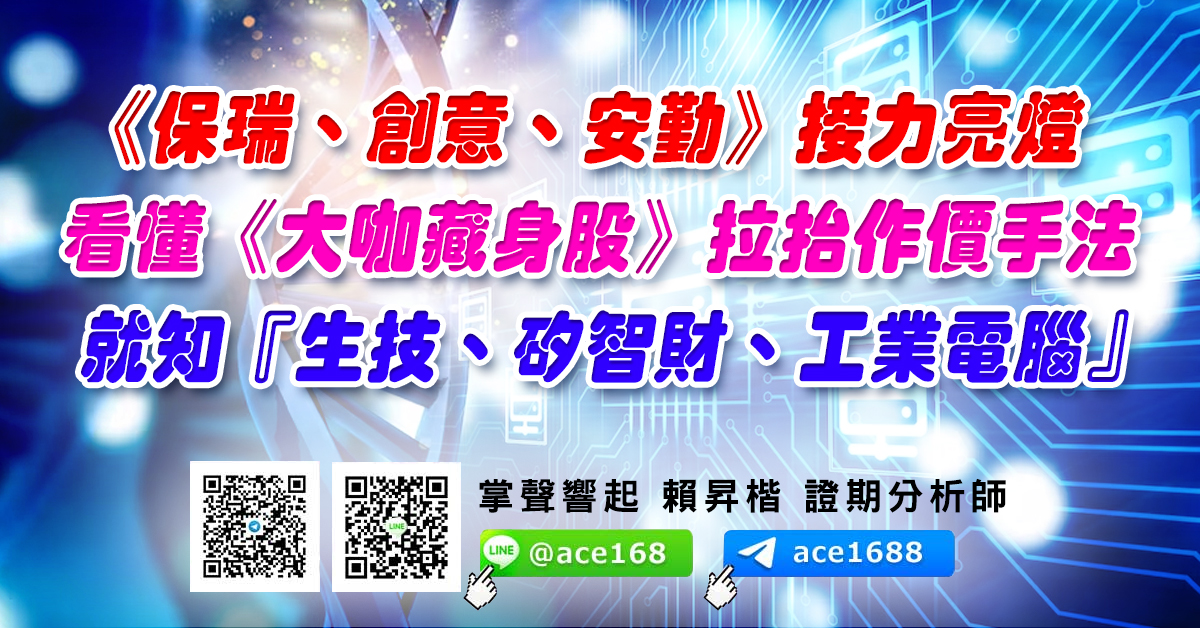 《保瑞、創意、安勤》接力亮燈 看懂《大咖藏身股》拉抬作價手法 就知『生技、矽智財、工業電腦』誰易起風 (圖)