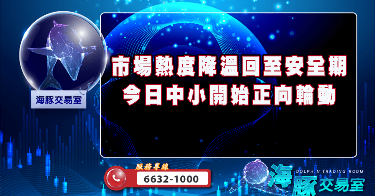 市場熱度降溫回至安全期 今日中小開始正向輪動 (圖)