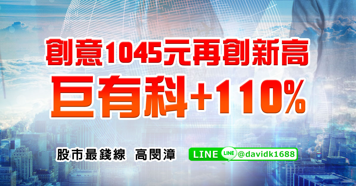 創意1045元再創新高，巨有科+110%