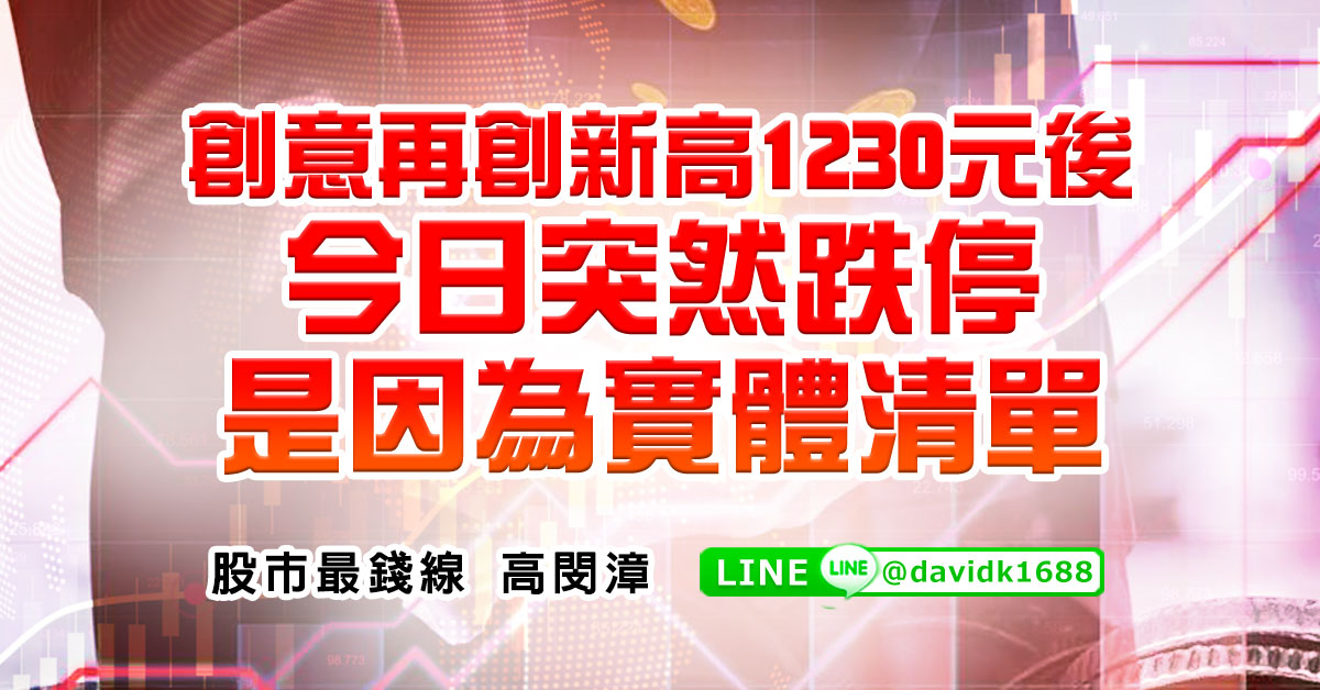 創意再創新高1230元後，今日突然跌停是因為實體清單