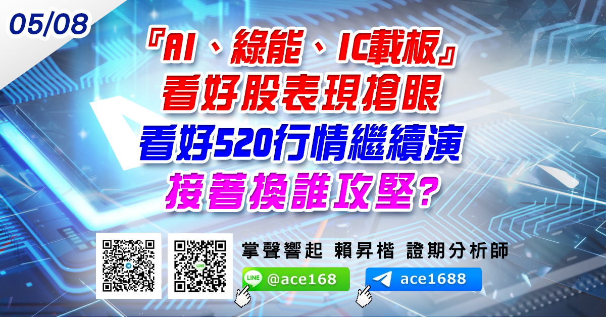 『AI、綠能、IC載板』看好股表現搶眼 看好520行情繼續演 接著換誰攻堅? (圖)