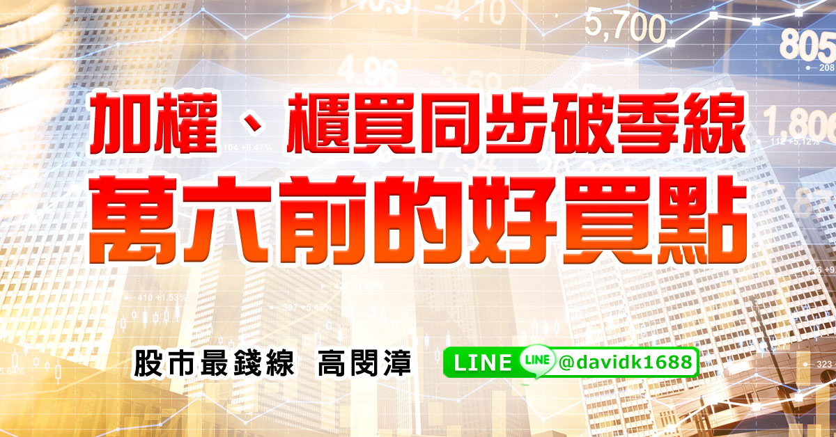加權、櫃買同步破季線，萬六前的好買點