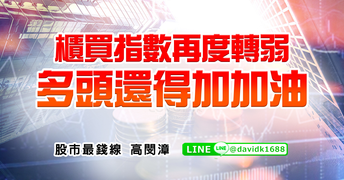 櫃買指數再度轉弱，多頭還得加加油