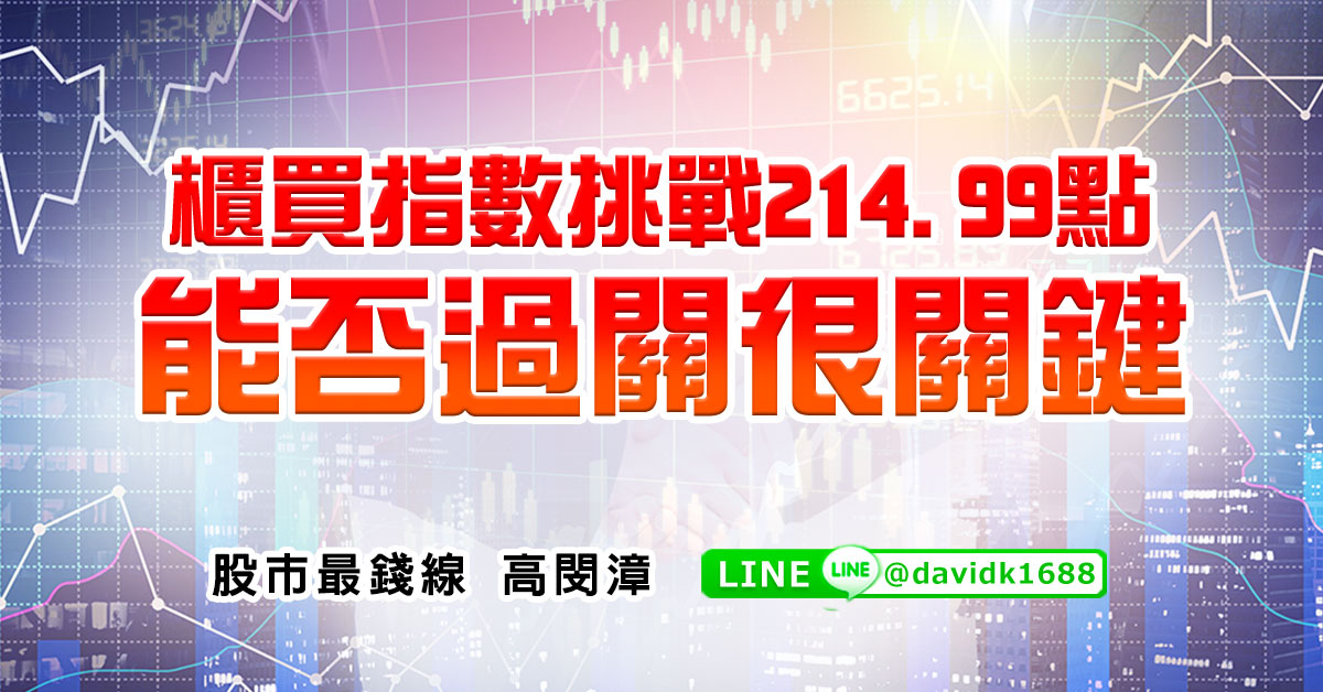 櫃買指數挑戰214.99點，能否過關很關鍵