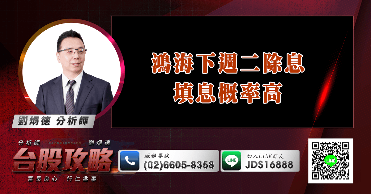 鴻海下週二除息 填息概率高 (圖)