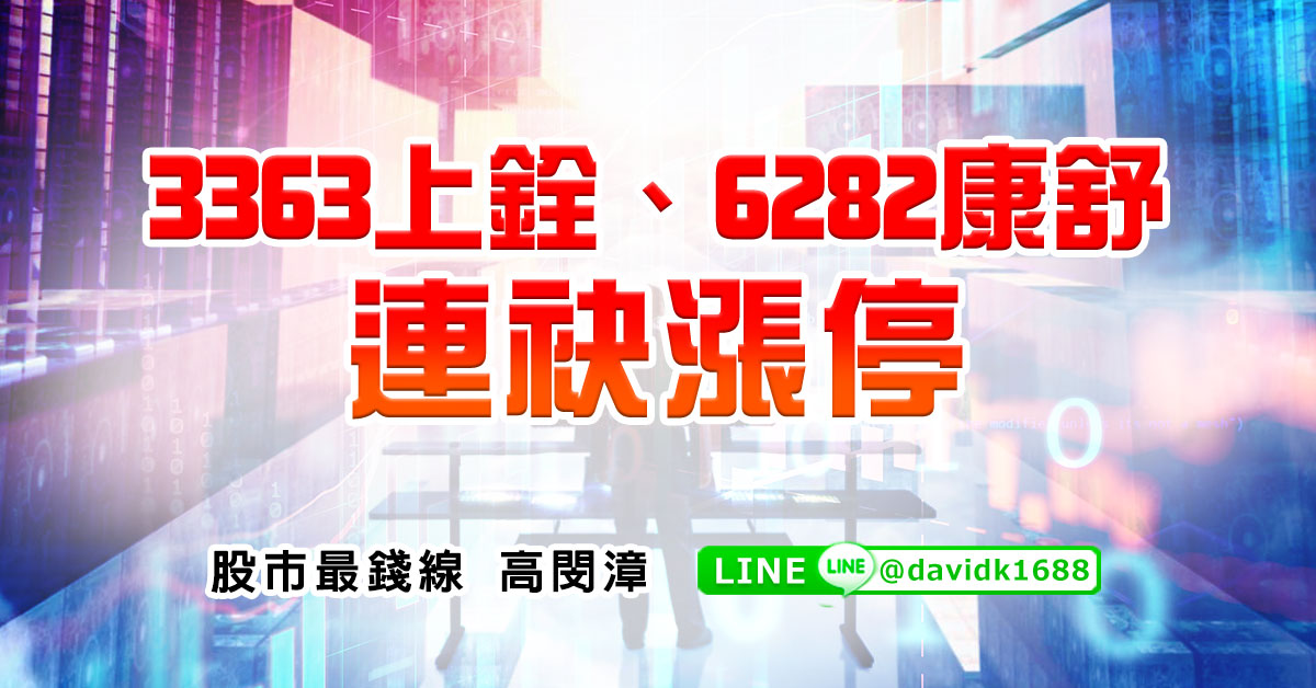 3363上銓、6282康舒，連袂漲停