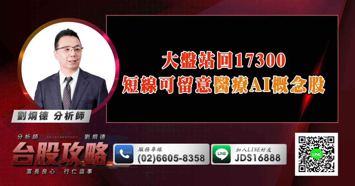 大盤站回17300 短線可留意醫療AI概念股 (圖)
