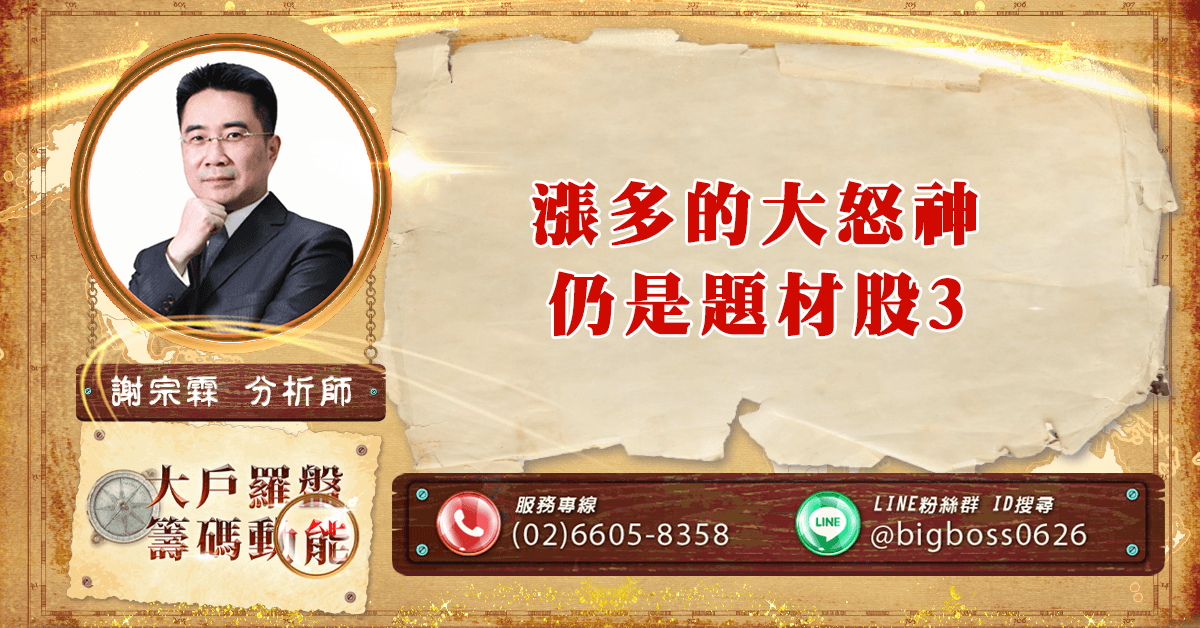 漲多的大怒神 仍是題材股3 (圖)