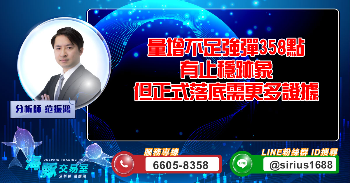 量增不足強彈358點 有止穩跡象,但正式落底需更多證據 (圖)