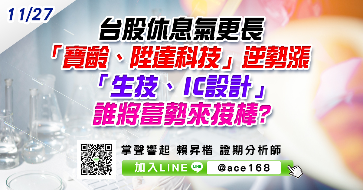 台股休息氣更長 「寶齡、陞達科技」逆勢漲 「生技、IC設計」誰將蓄勢來接棒? (圖)