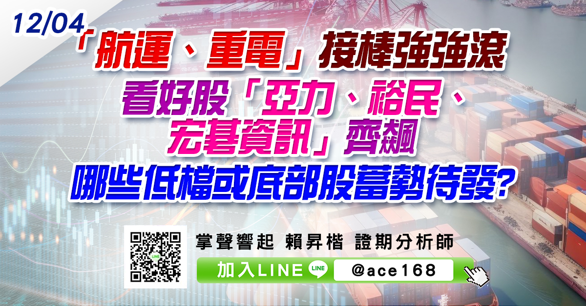 「航運、重電」接棒強強滾 看好股「亞力、裕民、宏碁資訊」齊飆 哪些低檔或底部股蓄勢待發? (圖)