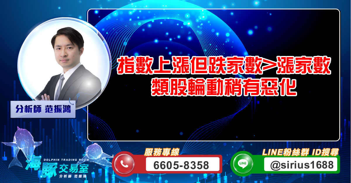 指數上漲但跌家數>漲家數 類股輪動稍有惡化 (圖)