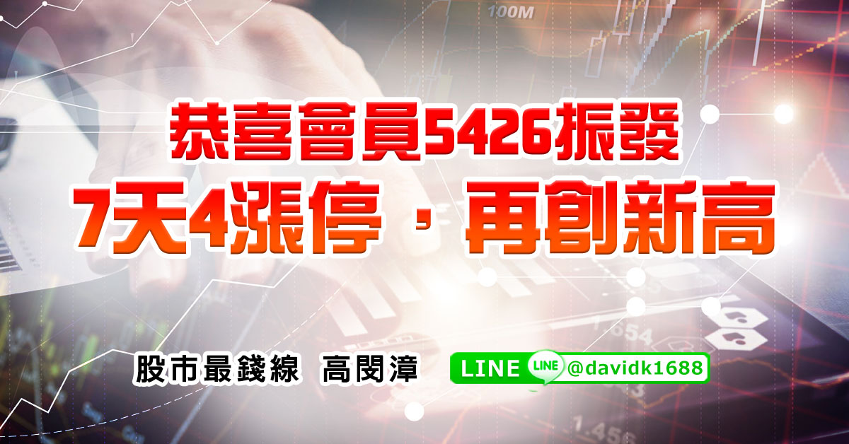 恭喜會員5426振發，7天4漲停，再創新高