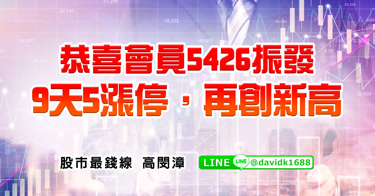 恭喜會員5426振發，9天5漲停，再創新高