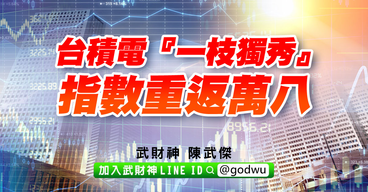 台積電『一枝獨秀』、指數重返萬八 (圖)
