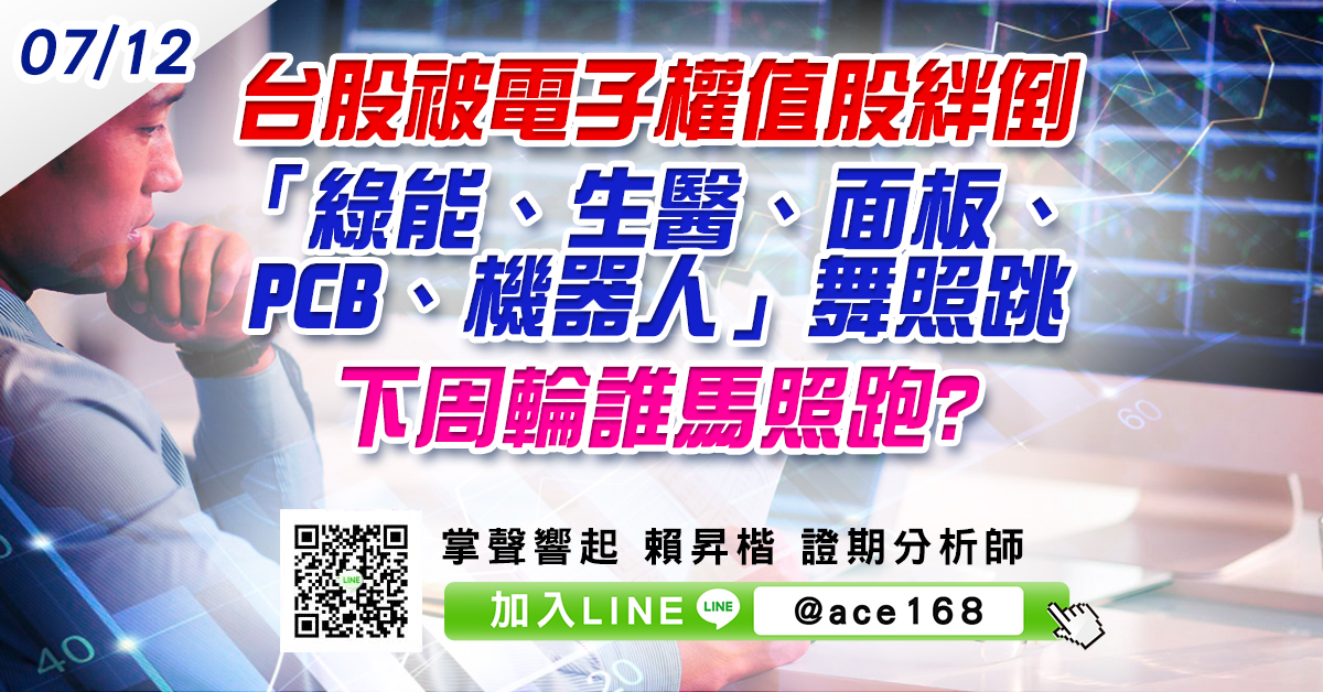 台股被電子權值股絆倒 「綠能、生醫、面板、PCB、機器人」舞照跳 下周輪誰馬照跑? (圖)