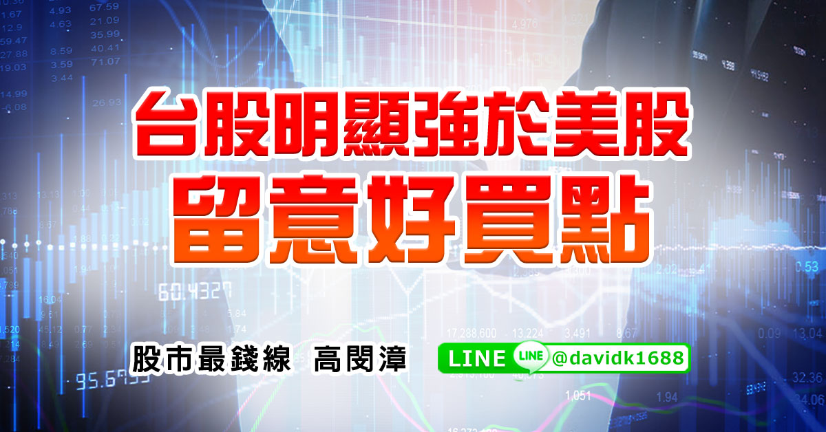 台股明顯強於美股，留意好買點