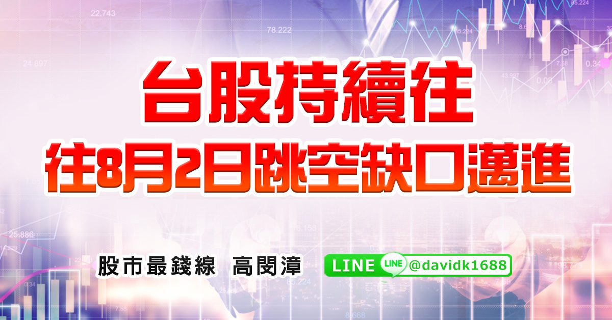 台股持續往8月2日跳空缺口邁進