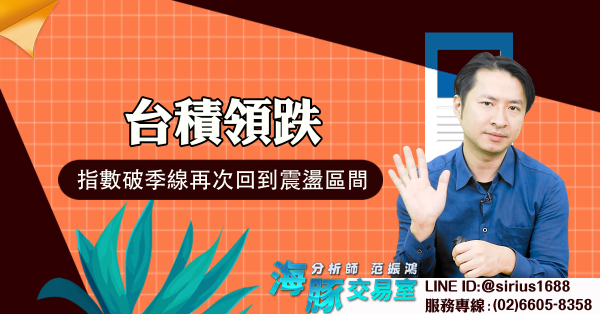 台積領跌,指數破季線再次回到震盪區間 (圖)