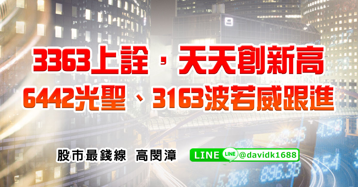 3363上詮，天天創新高，6442光聖、3163波若威跟進