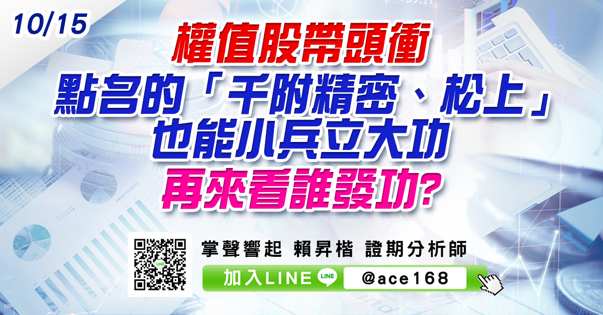 權值股帶頭衝 點名的「千附精密、松上」也能小兵立大功 再來看誰發功? (圖)