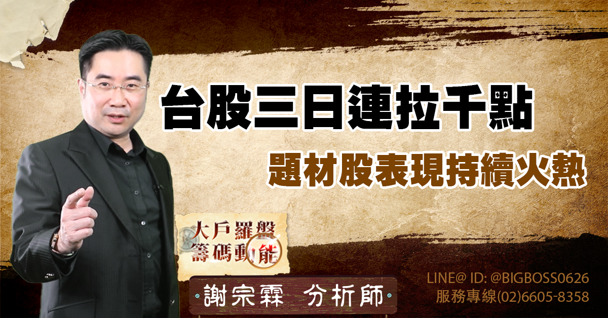 台股三日連拉千點，題材股表現持續火熱 (圖)