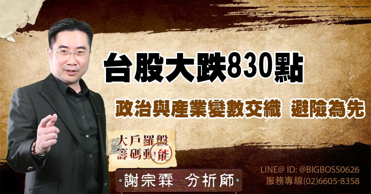 台股大跌830點：政治與產業變數交織，避險為先 (圖)