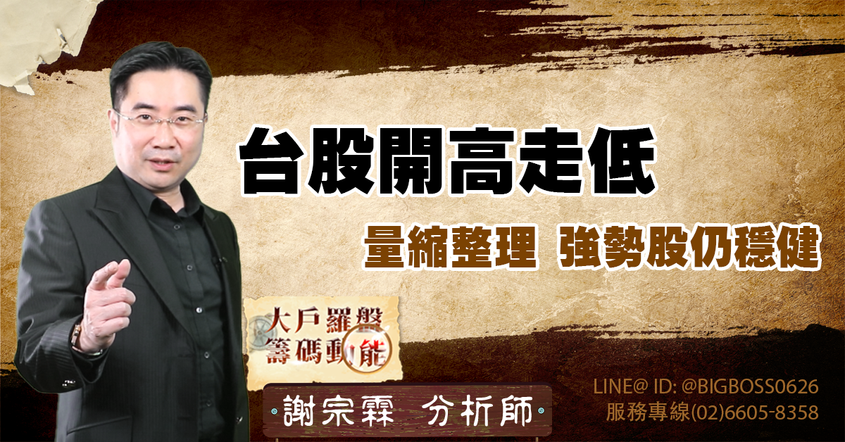 台股開高走低，量縮整理，強勢股仍穩健 (圖)
