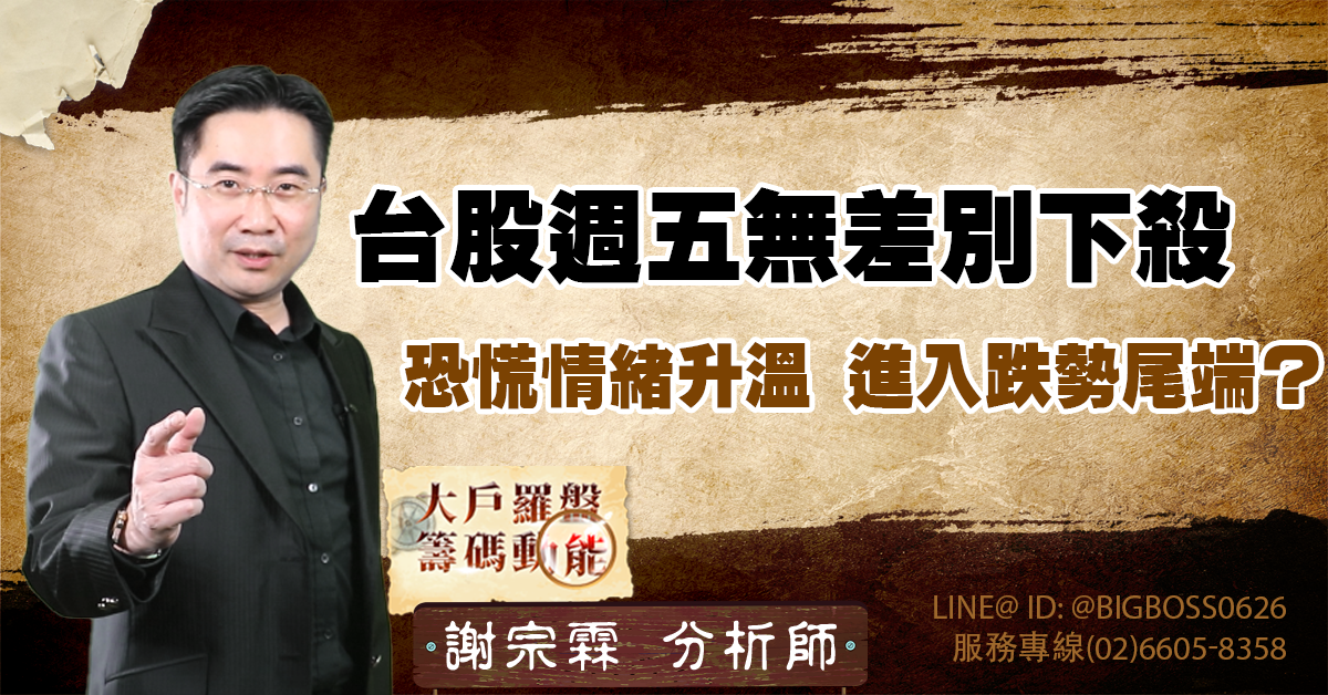 台股週五無差別下殺,恐慌情緒升溫,進入跌勢尾端? (圖)