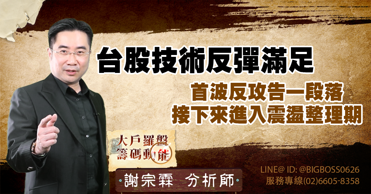 台股技術反彈滿足 首波反攻告一段落 接下來進入震盪整理期 (圖)