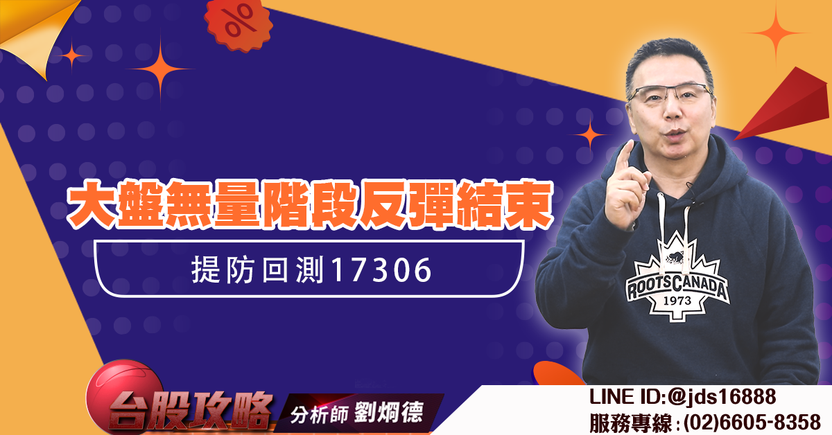 大盤無量階段反彈結束 提防回測17306 (圖)