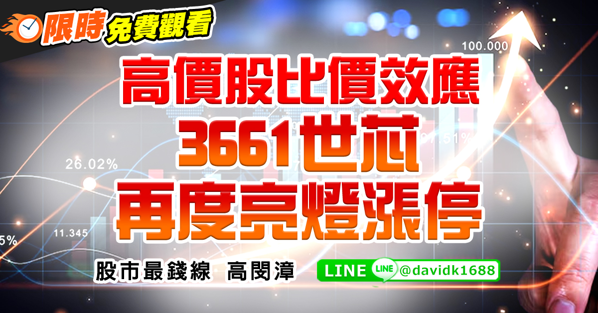 高價股比價效應，3661世芯再度亮燈漲停
