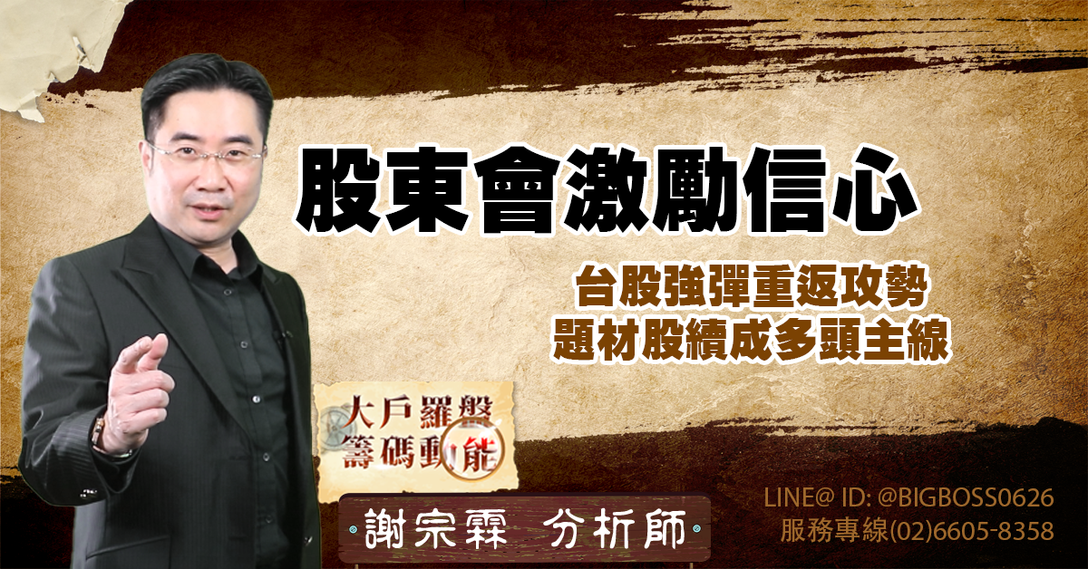 股東會激勵信心,台股強彈重返攻勢:題材股續成多頭主線 (圖)