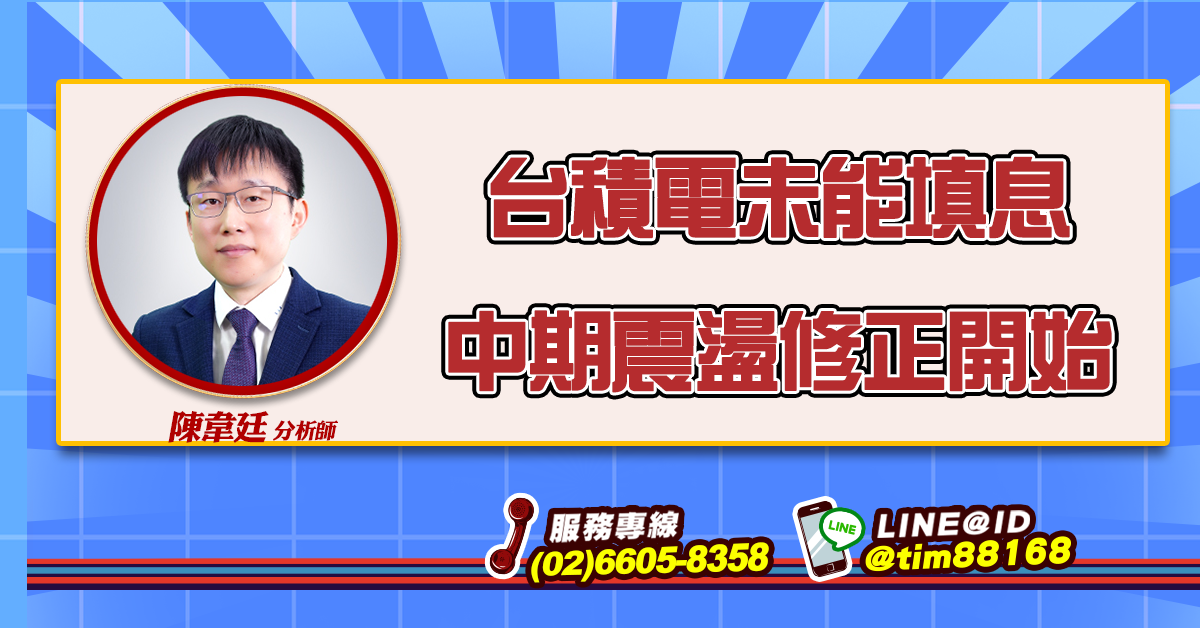 台積電未能填息 中期震盪修正開始 (圖)