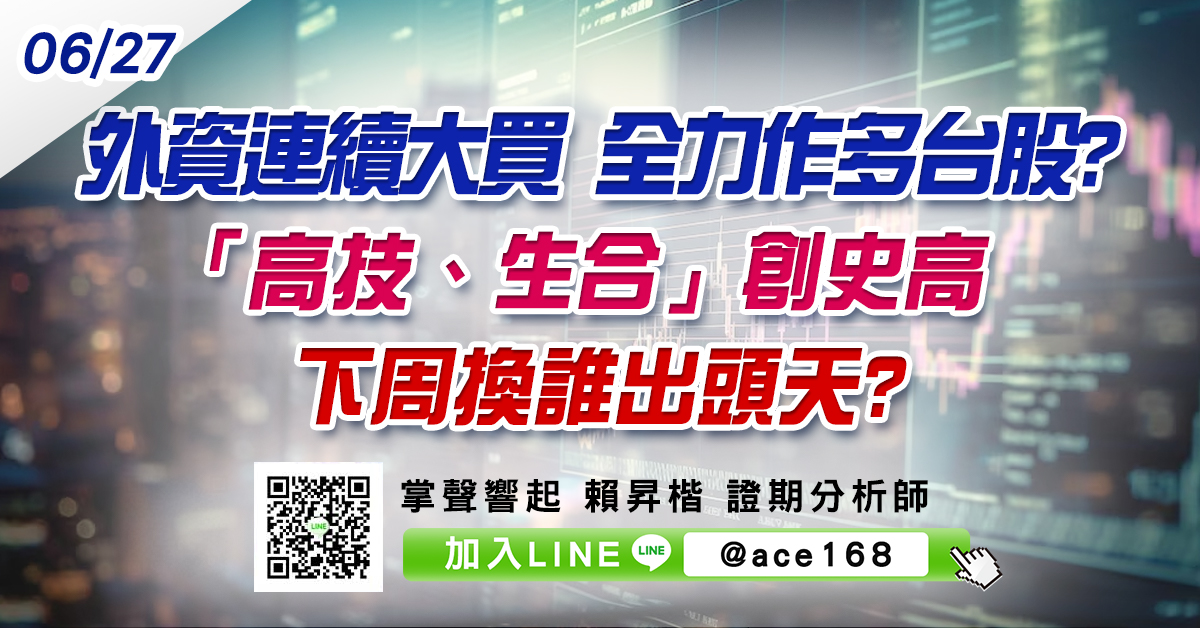 外資連續大買 全力作多台股? 「高技、生合」創史高 下周換誰出頭天? (圖)