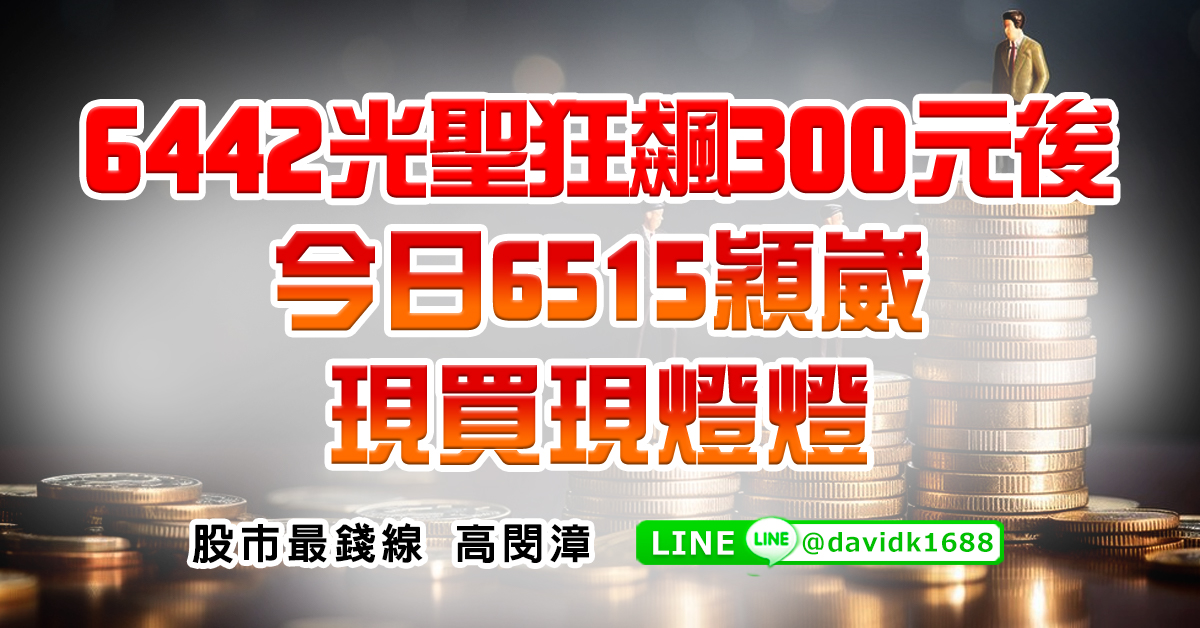 6442光聖狂飆300元後，今日6515穎崴現買現燈燈