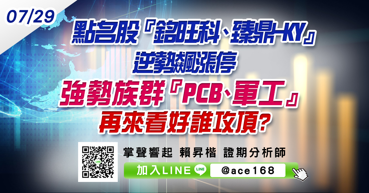 點名股『銘旺科、臻鼎-KY』逆勢飆漲停 強勢族群『PCB、軍工』再來看好誰攻頂? (圖)