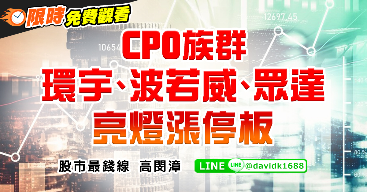 CPO族群，環宇、波若威、眾達，亮燈漲停板