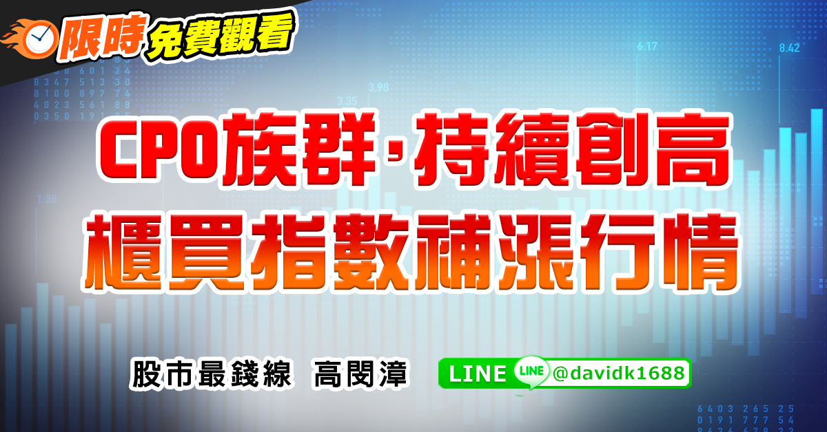 CPO族群，持續創高，櫃買指數補漲行情